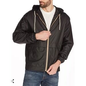 Weatherproof Vintage Windbreaker Hooded Mens Rain Jacket Coat - Black  (Sz S)